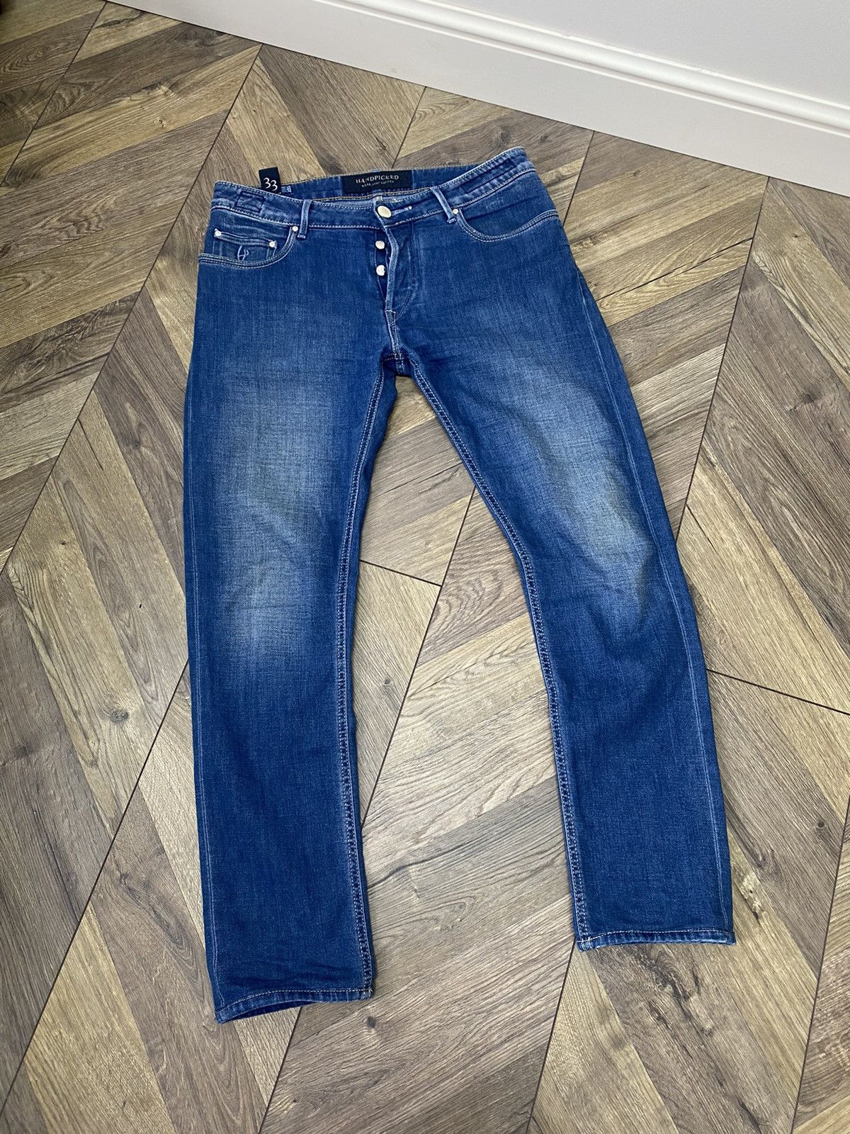 Designer × Vintage Vintage Handpicked Tapered Fit Denim Jeans Size US 33 - 3 Thumbnail