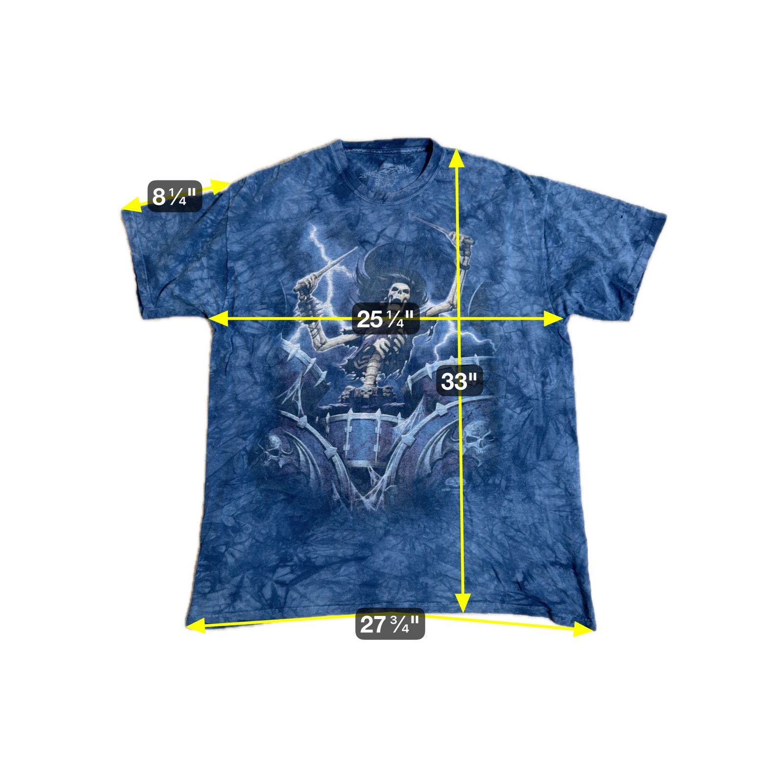The Mountain Vtg SkulBone Mountain Men's 2XL Shirt Skeleton Drums Tie Dye Size US XXL / EU 58 / 5 - 6 Thumbnail