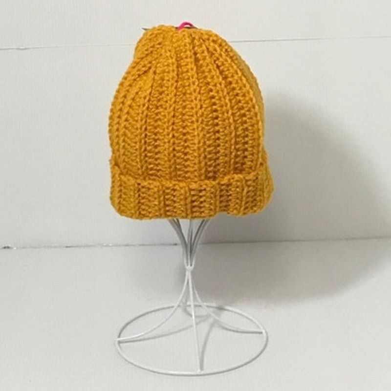 Handmade NWT Handmade Crocheted Gold Textured Beanie & Scarf 53” Size ONE SIZE - 4 Thumbnail