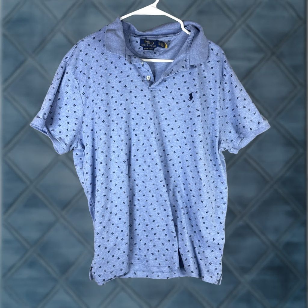 Polo Ralph Lauren Polo Ralph Lauren Polo Shirt Mens 2XL Blue Geometric Pony Logo Slim Fit Short Sleeve Shirt Regular Mens West Size US XXL / EU 58 / 5 - 1 Thumbnail