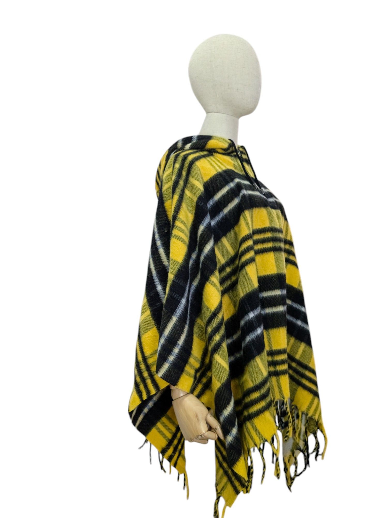 Dior Yellow Tartan Cape With Half-Zip Fringe Hem Size ONE SIZE - 6 Thumbnail