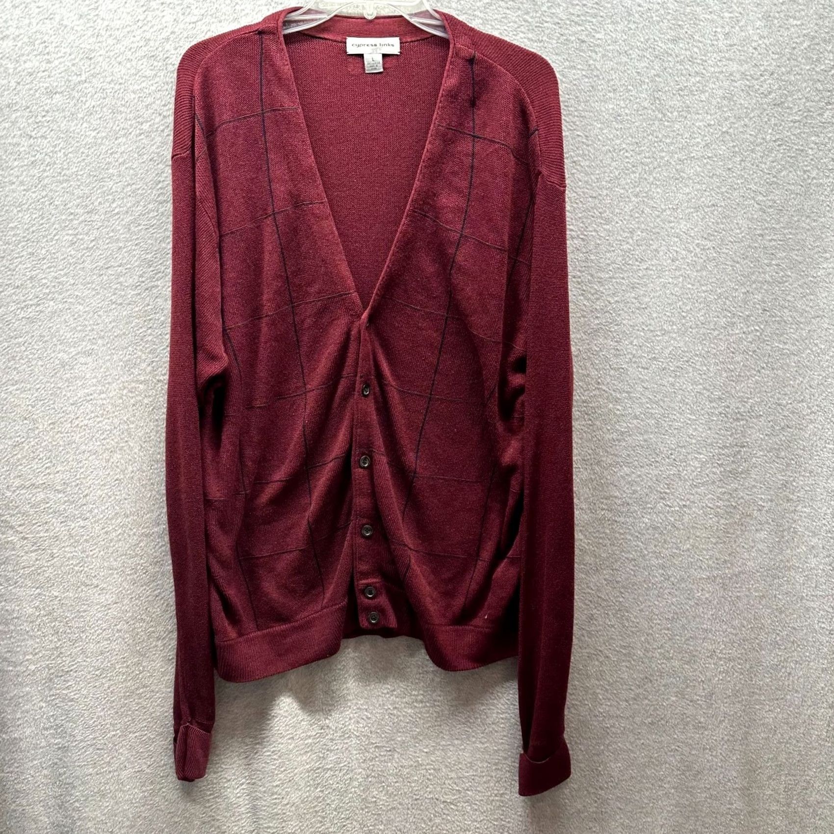 Logo 7 VINTAGE Cypress Links Cardigan Sweater Mens Large Red Knit 80s Golf Logo Size US L / EU 52-54 / 3 - 2 Thumbnail
