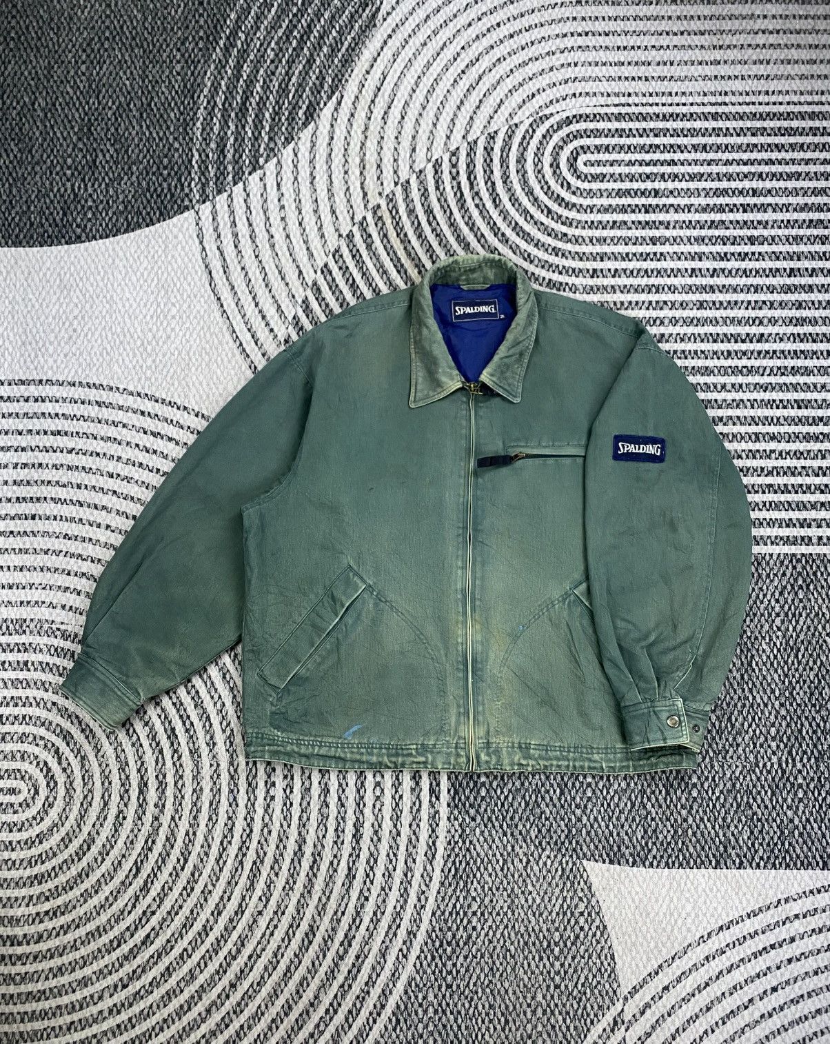 Spalding 🔥RARE Vintage 80s Spalding Patches On Sleeve Bomber Jacket Size US XL / EU 56 / 4 - 1 Thumbnail
