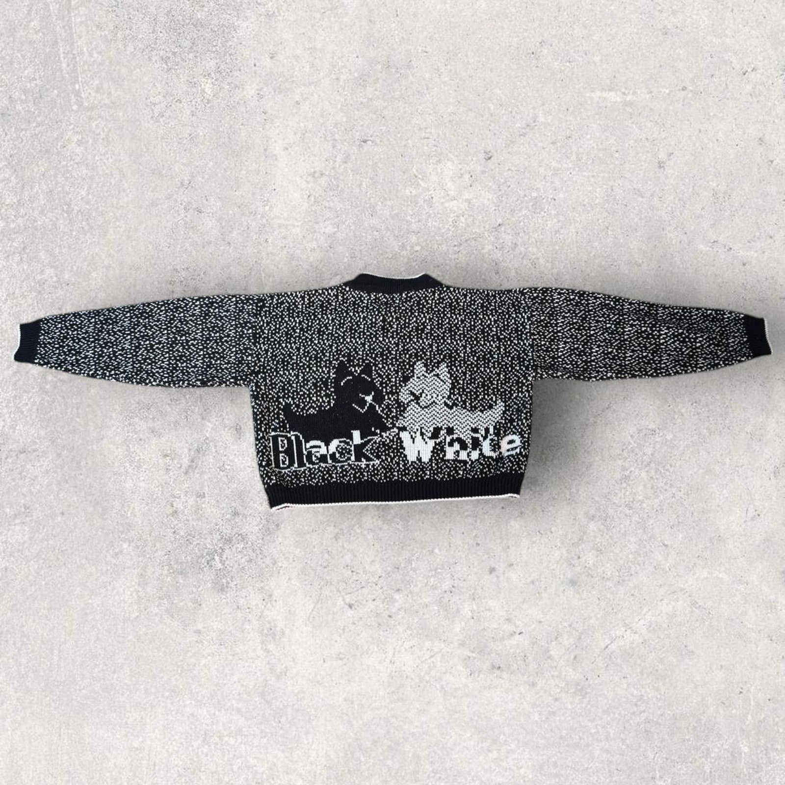Vintage Black and white vintage 90s knitted sweater Size L / US 10 / IT 46 - 5 Thumbnail