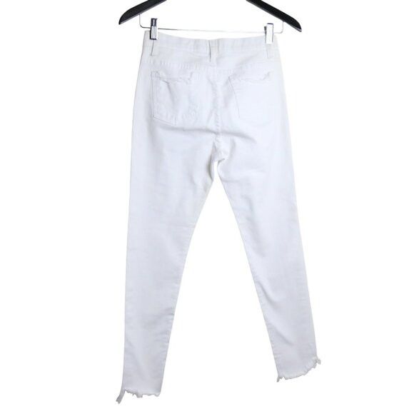 Oak + Fort Oak + Fort Frayed Raw Hem White Mid Rise Skinny Jeans Size 25" / US 0 / IT 36 - 4 Thumbnail