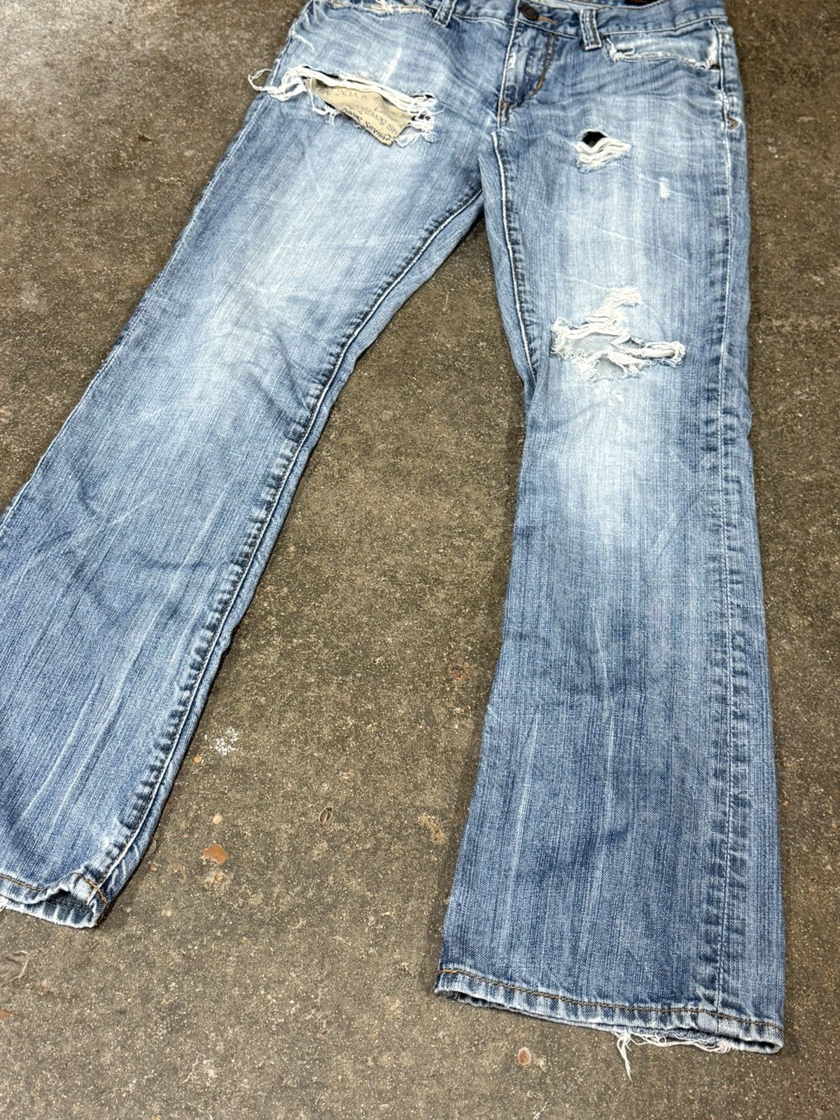 7 For All Mankind 7 For All Mankind Distressed Ripped Knee Cut Denim Boot Jean Size US 29 - 4 Thumbnail