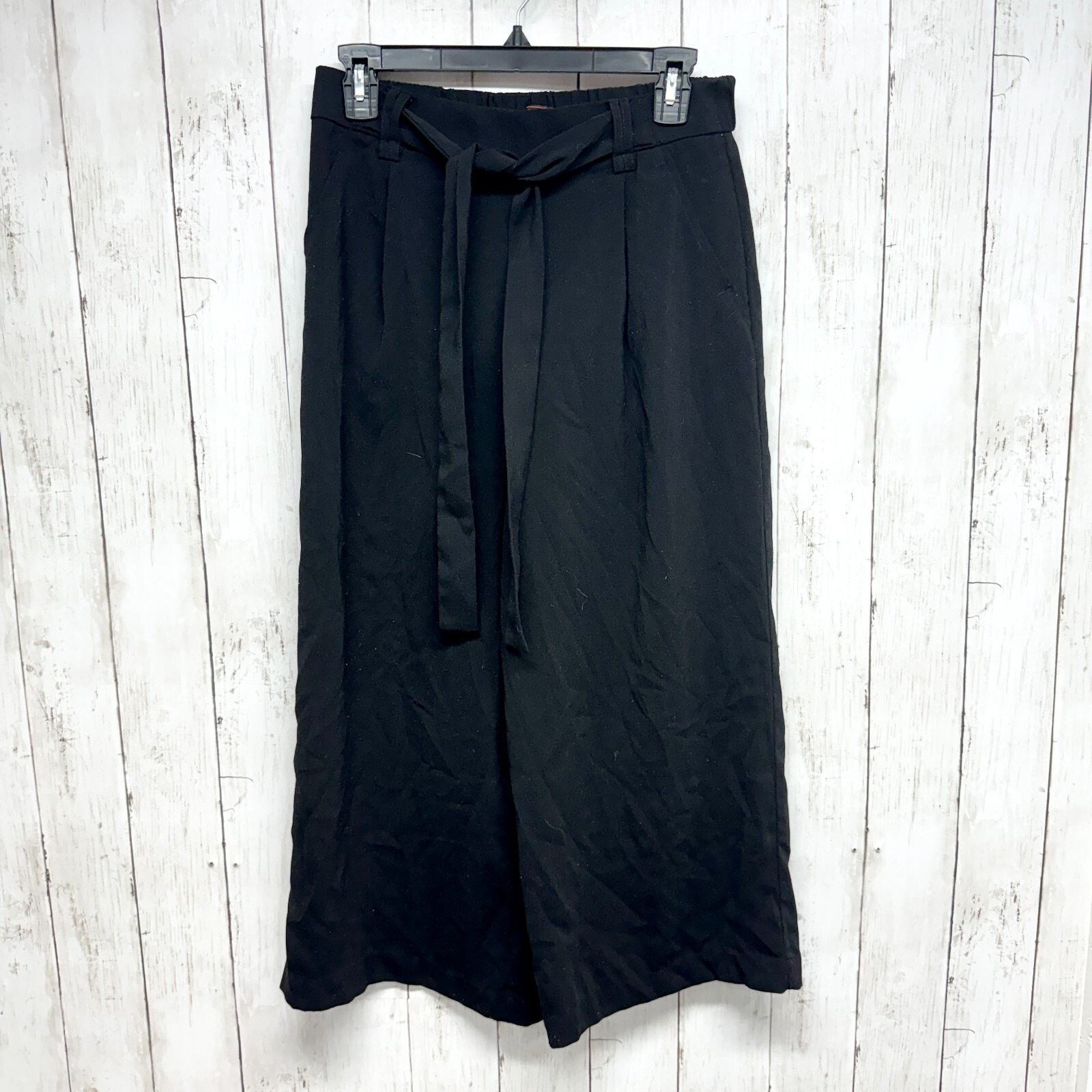 Zara Zara Pants Small Linen Wide Leg Black High Waisted Trousers Size 27" / US 4 / IT 40 - 1 Thumbnail