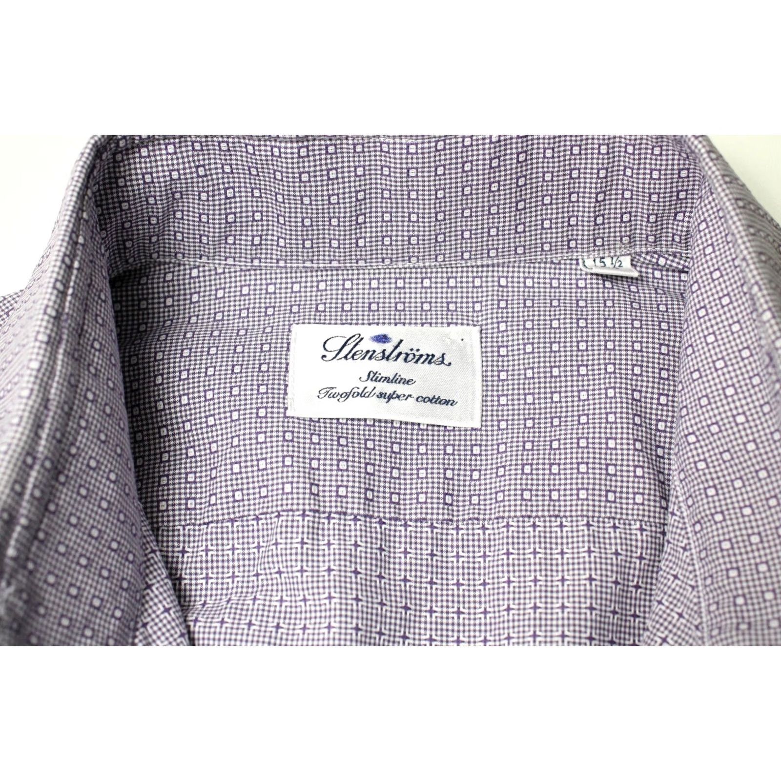 Vintage STENSTROMS Shirt Men's 39 / 15 1/2 Purple Button Slimline Twofold Super Cotton Button-Up Long Sleeve Size US L / EU 52-54 / 3 - 7 Thumbnail