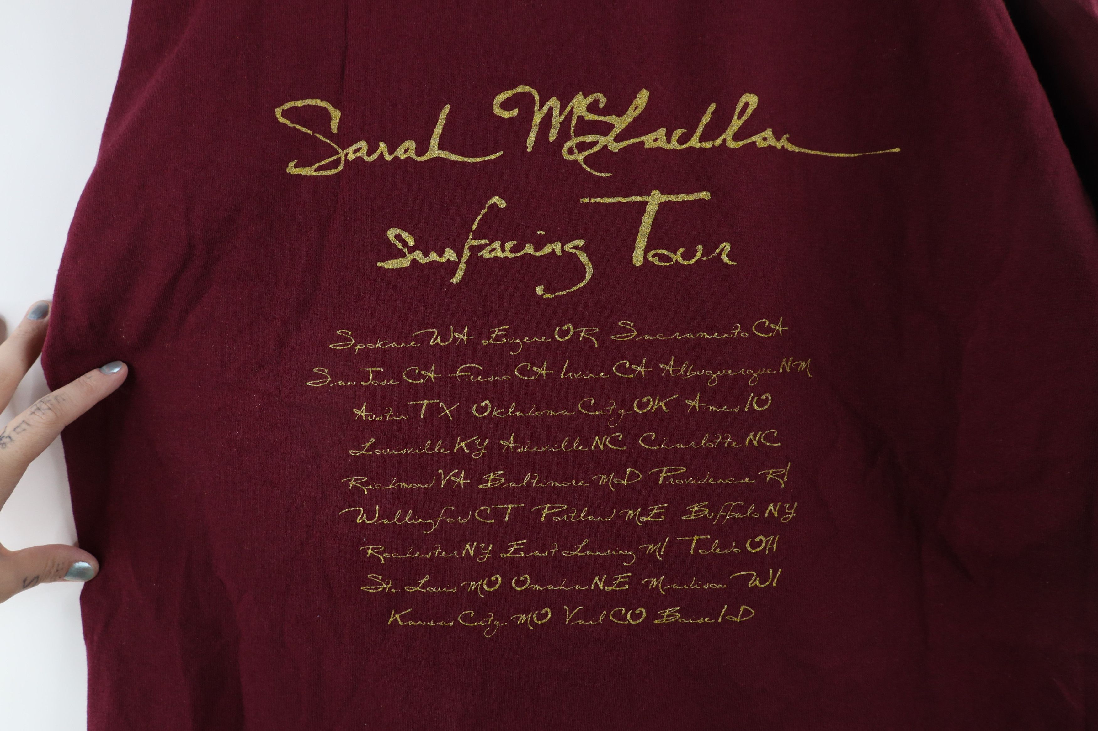 Vintage Vintage 90s Tour Sarah McLachlan Band T-Shirt Red Cotton Size US L / EU 52-54 / 3 - 9 Thumbnail
