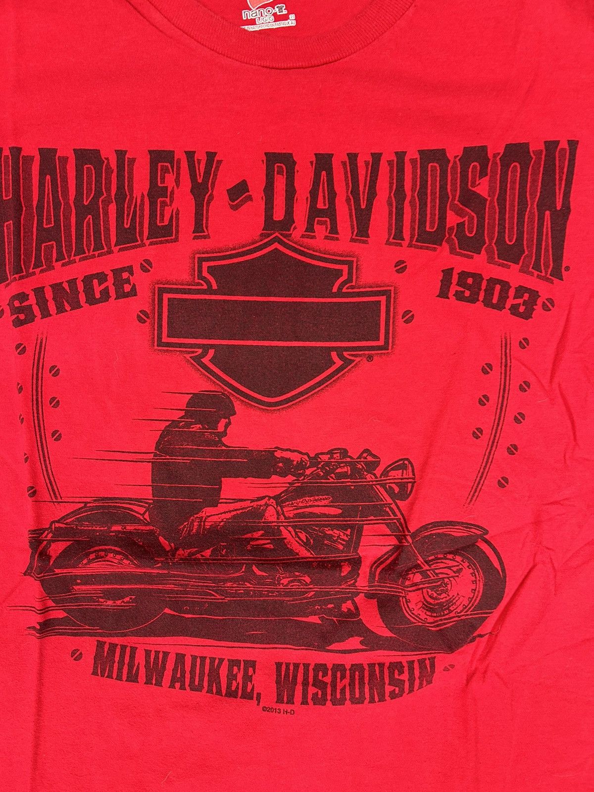 Harley Davidson × Vintage Crazy Vintage Y2K Red Harley Davidson Graphic Tee Shirt Size US L / EU 52-54 / 3 - 3 Thumbnail