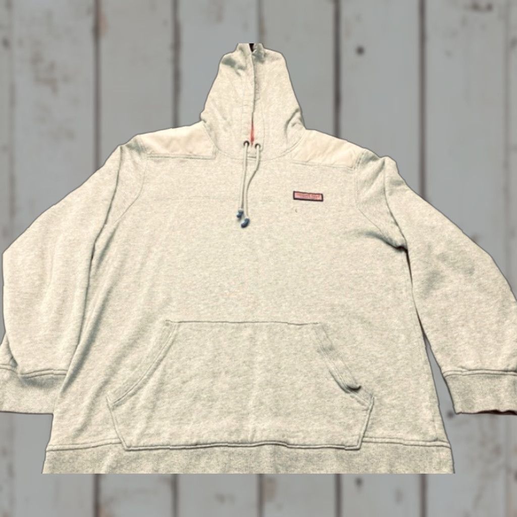 Vineyard Vines Mens Large Gray Knit Logo Pullover Hoodie Sweatshirt Shirt 8240