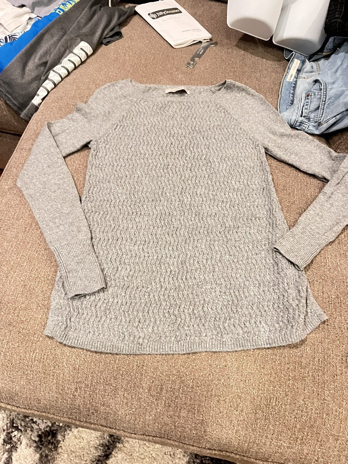 Loft Loft was grey cable ribbed sweater Size XS / US 0-2 / IT 36-38 - 1 Thumbnail