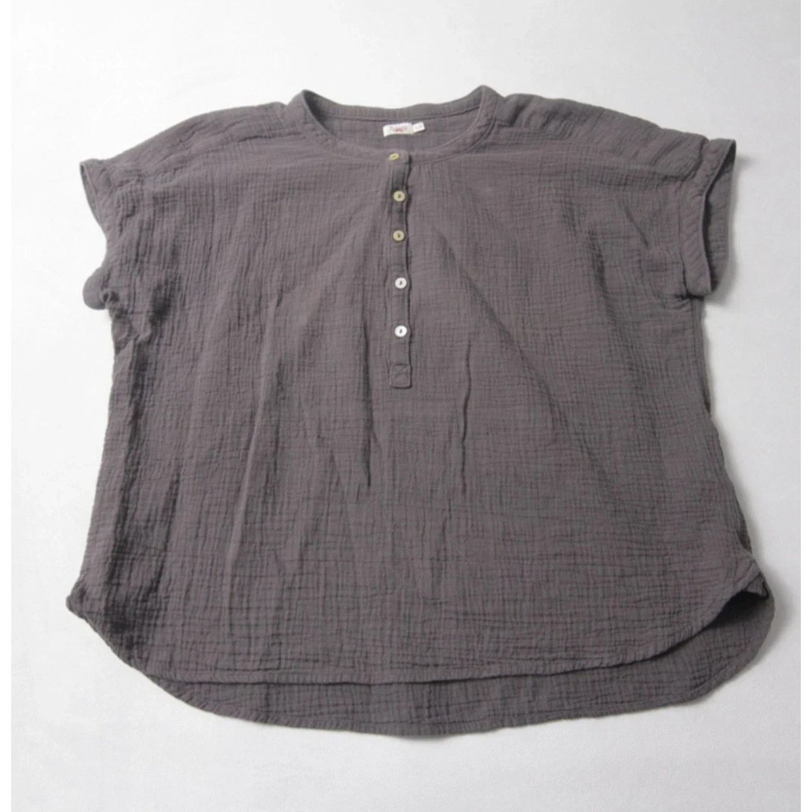 Faherty Faherty Gauze Organic 1/2 Button Shirt Grey Small A001612 Size S / US 4 / IT 40 - 4 Thumbnail