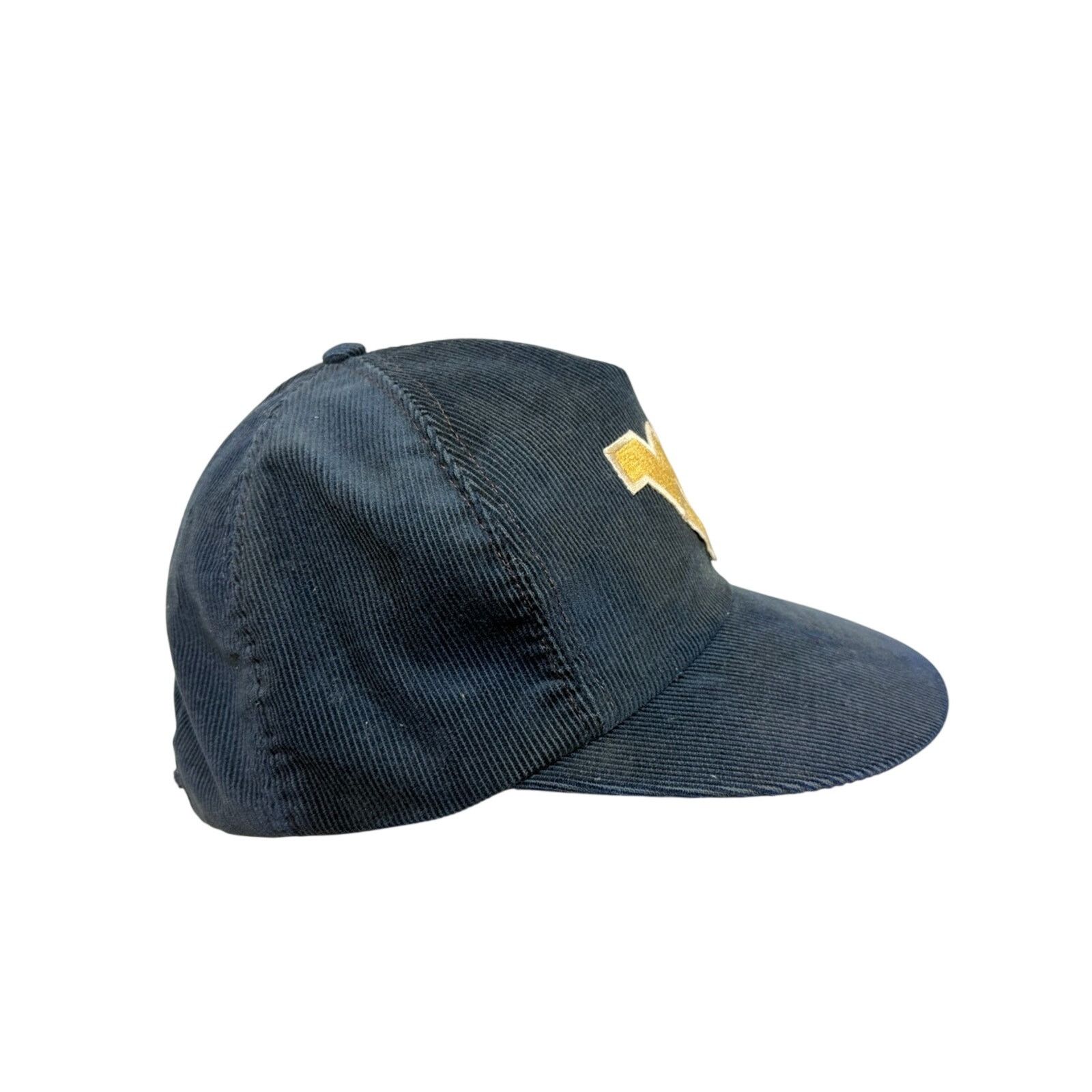NCAA Vintage 80’s West Virginia Corduroy Snapback Hat Men's Navy Size ONE SIZE - 2 Thumbnail
