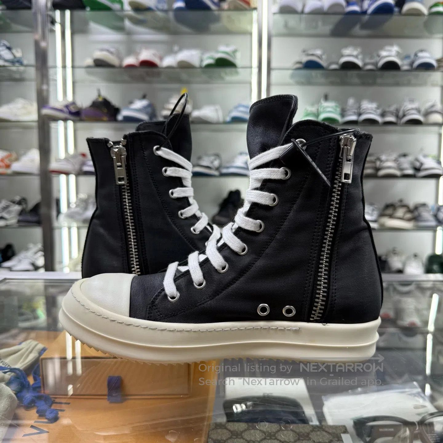 Rick Owens RICKOWENS High-top, wax-coated, zipper-equipped board shoe Size US 5.5 / IT 35.5 - 5 Thumbnail