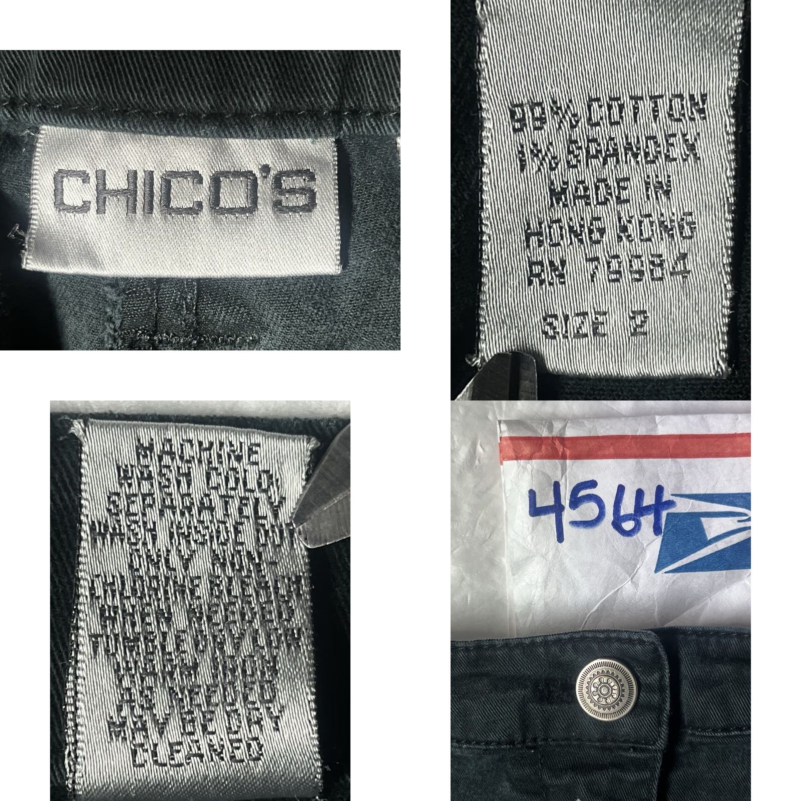 Vintage Chico's Pants Cargo Style Pockets Women’s Size 2 Black Straight Front Zipper Button Cotton Spandex Regular Size 26" / US 2 / IT 38 - 8 Thumbnail