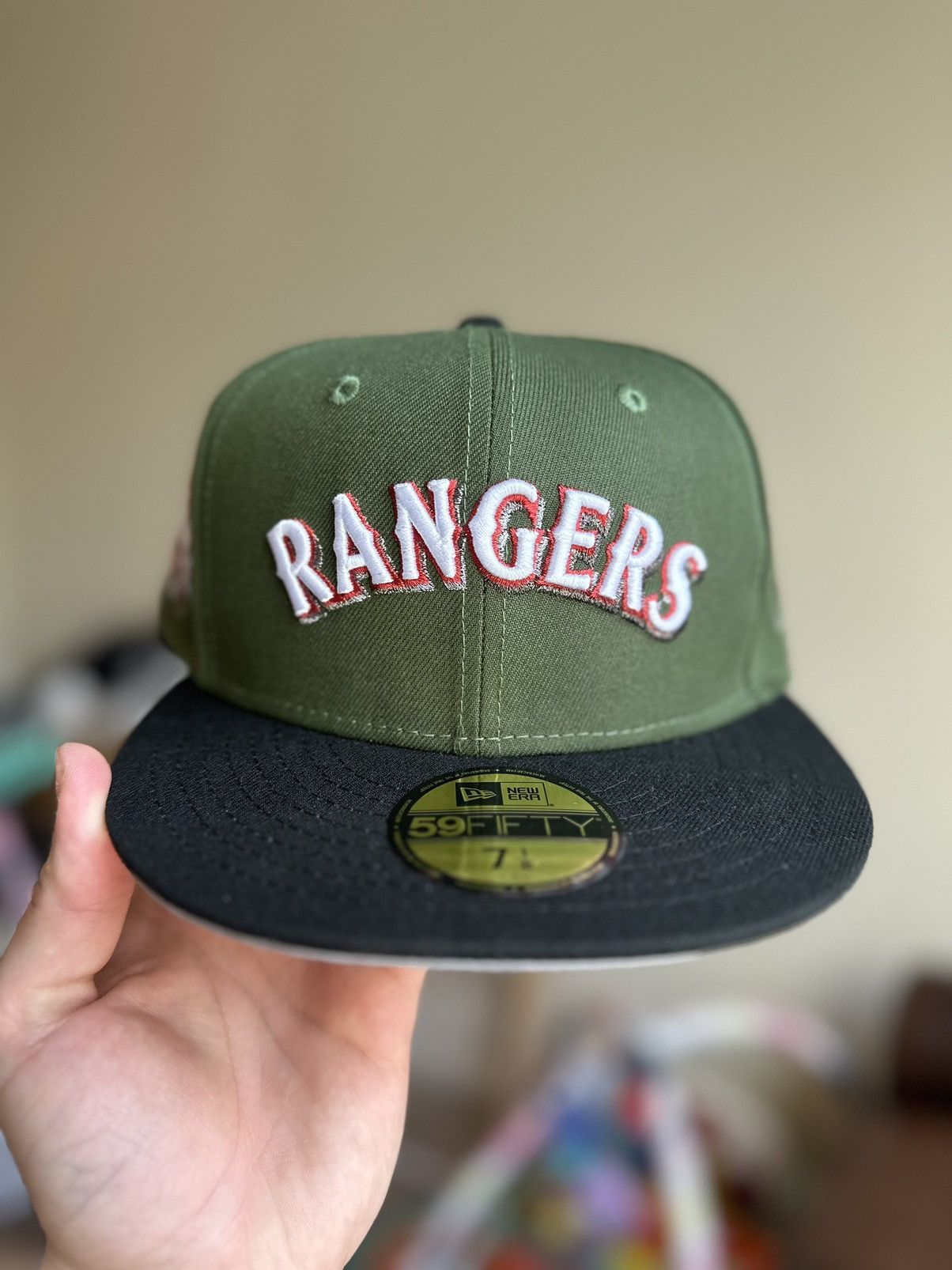 image of Vintage Texas Rangers Script Myfitteds 1995 All Star Game 7 1/8 in Green, Men's