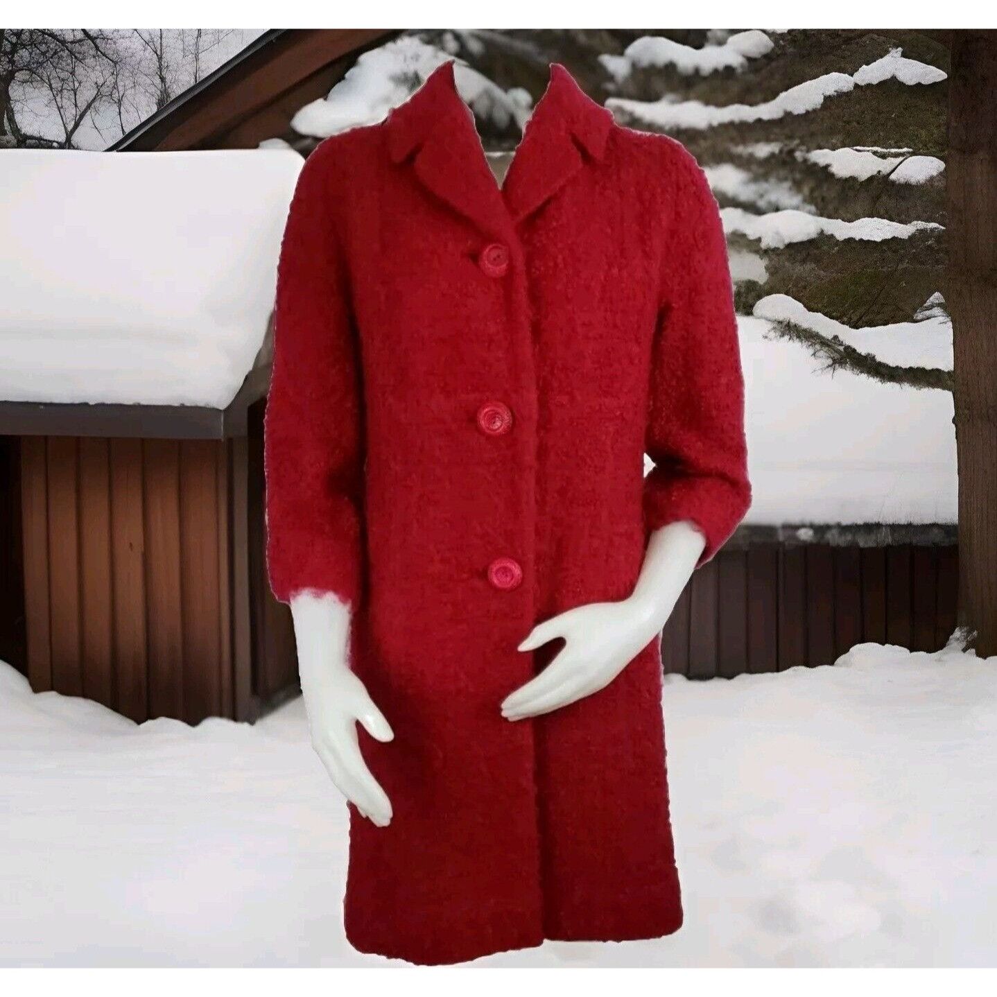 Vintage Vintage Jack Bloom Mohair Wool Boucle Coat Womens S Red Nubb Size S / US 4 / IT 40 - 1 Thumbnail