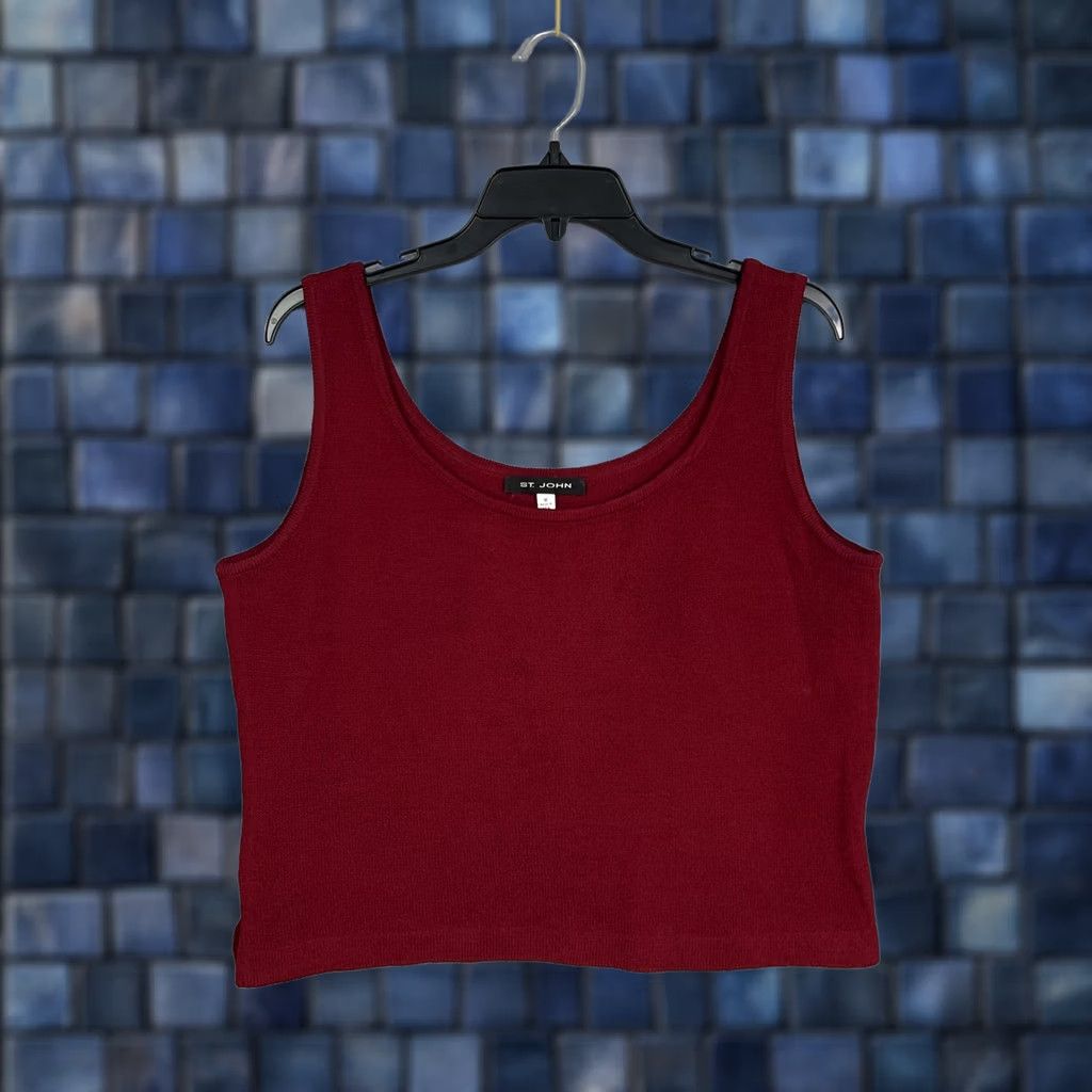 St. John St John Sweater Tank Womens Medium Red Santana Knit Minimal Capsule Luxe USA Size M / US 6-8 / IT 42-44 - 1 Thumbnail