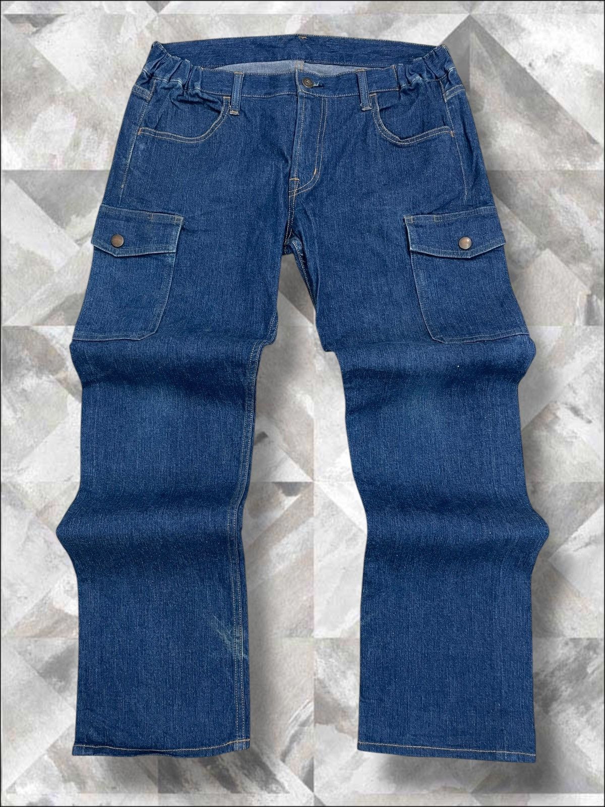 Japanese Brand Vintage 1990s Japan Designer Blue Baggy Cargo Streetwear Size US 32 / EU 48 - 1 Thumbnail