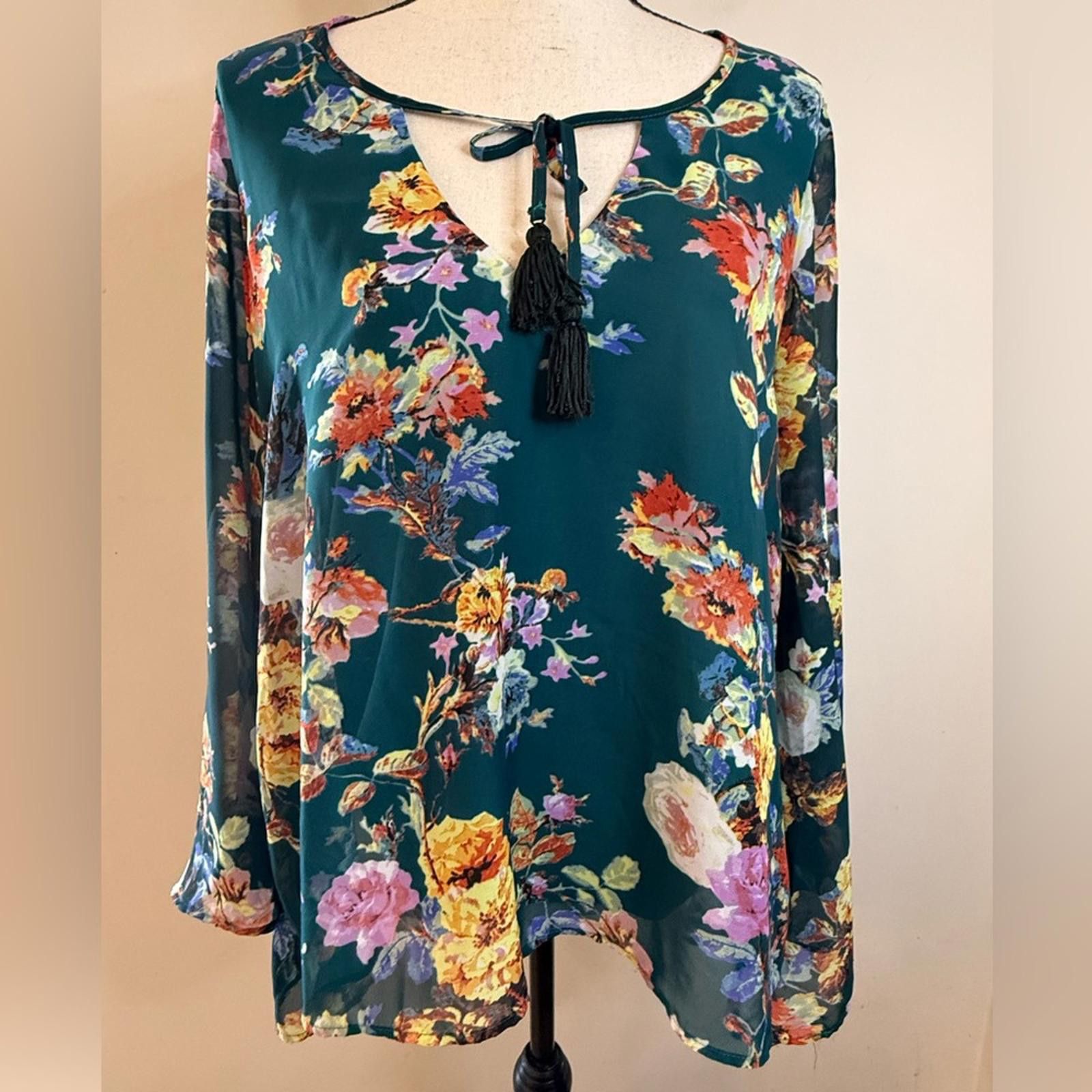 Other Show me Your MuMu boho floral tunic top teal pink yellow Med Size M / US 6-8 / IT 42-44 - 1 Thumbnail