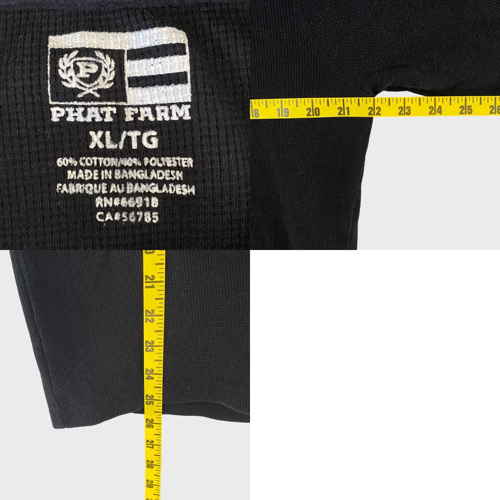 Phat Farm VINTAGE Phat Farm Men's Long-Sleeve Henley Shirt XL Black Waffle Knit Thermal Cotton-Polyester Embroidered Logo Button Modern? Size US XL / EU 56 / 4 - 8 Thumbnail