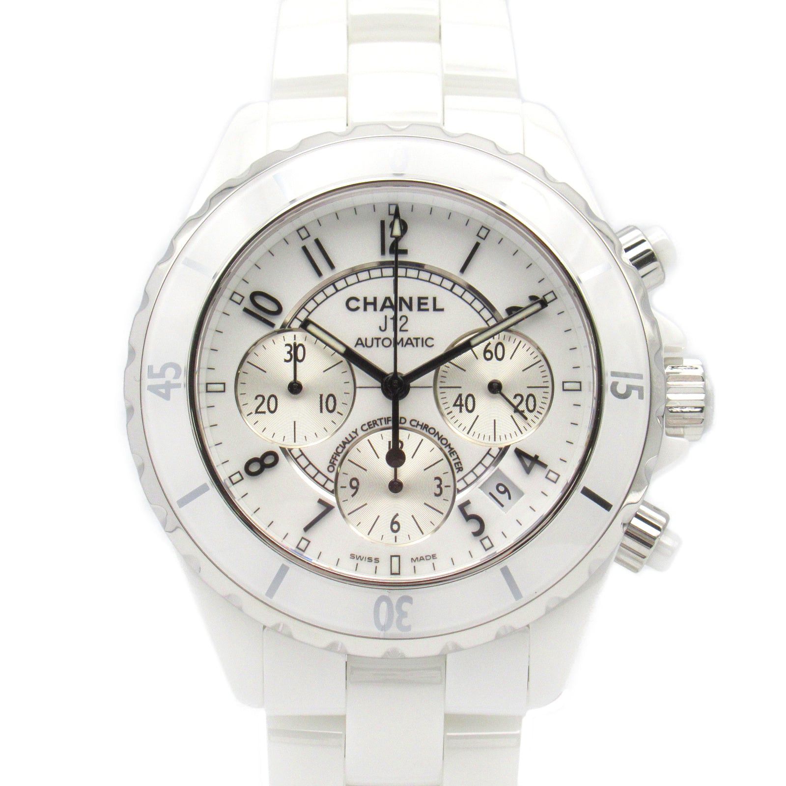 Chanel Chanel J12 Chronograph Mens Watch Automatic Winding Ceramic White Size ONE SIZE - 1 Thumbnail