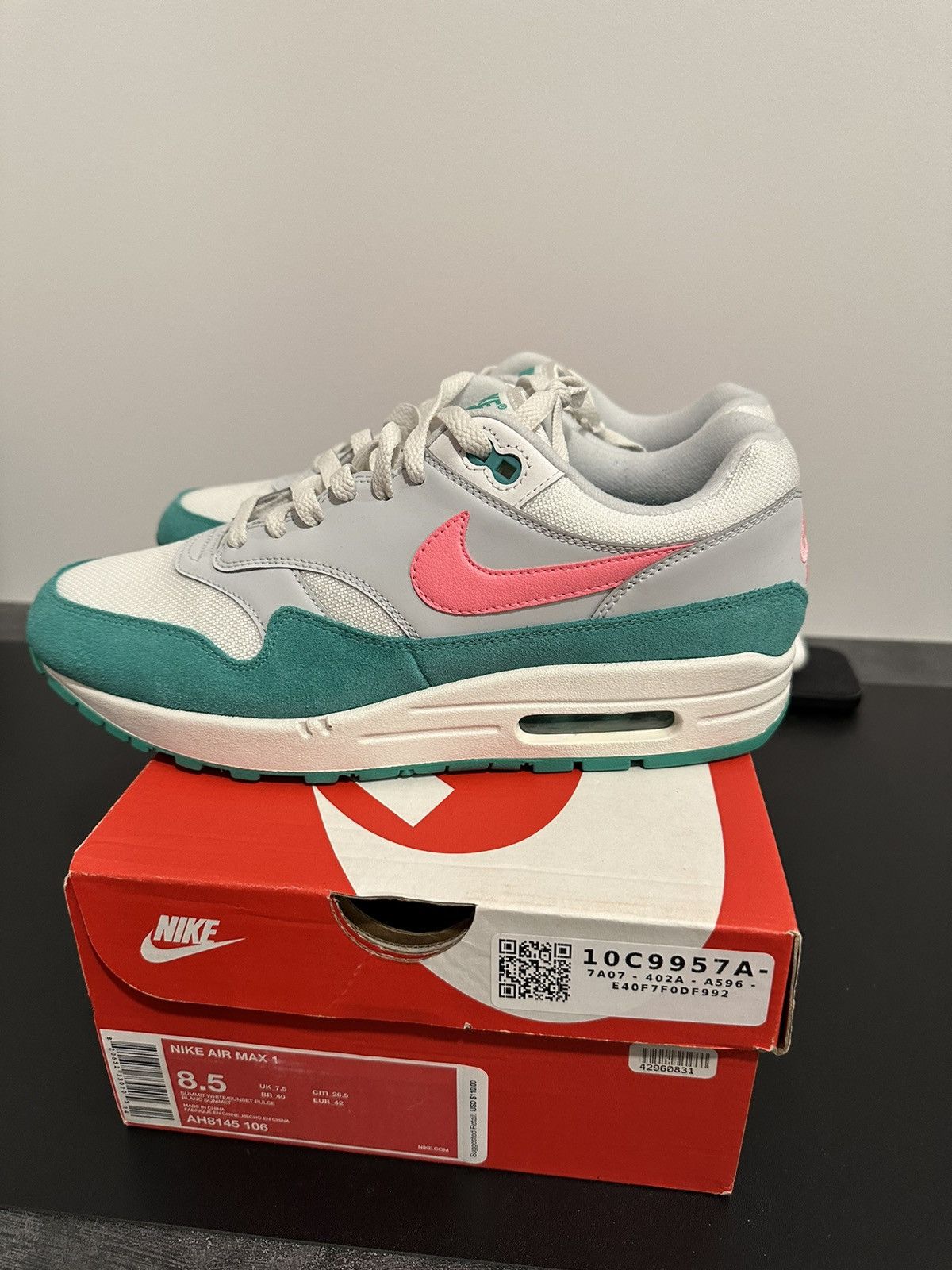 Nike Air max 1 watermelon Size US 8.5 / EU 41-42 - 5 Thumbnail