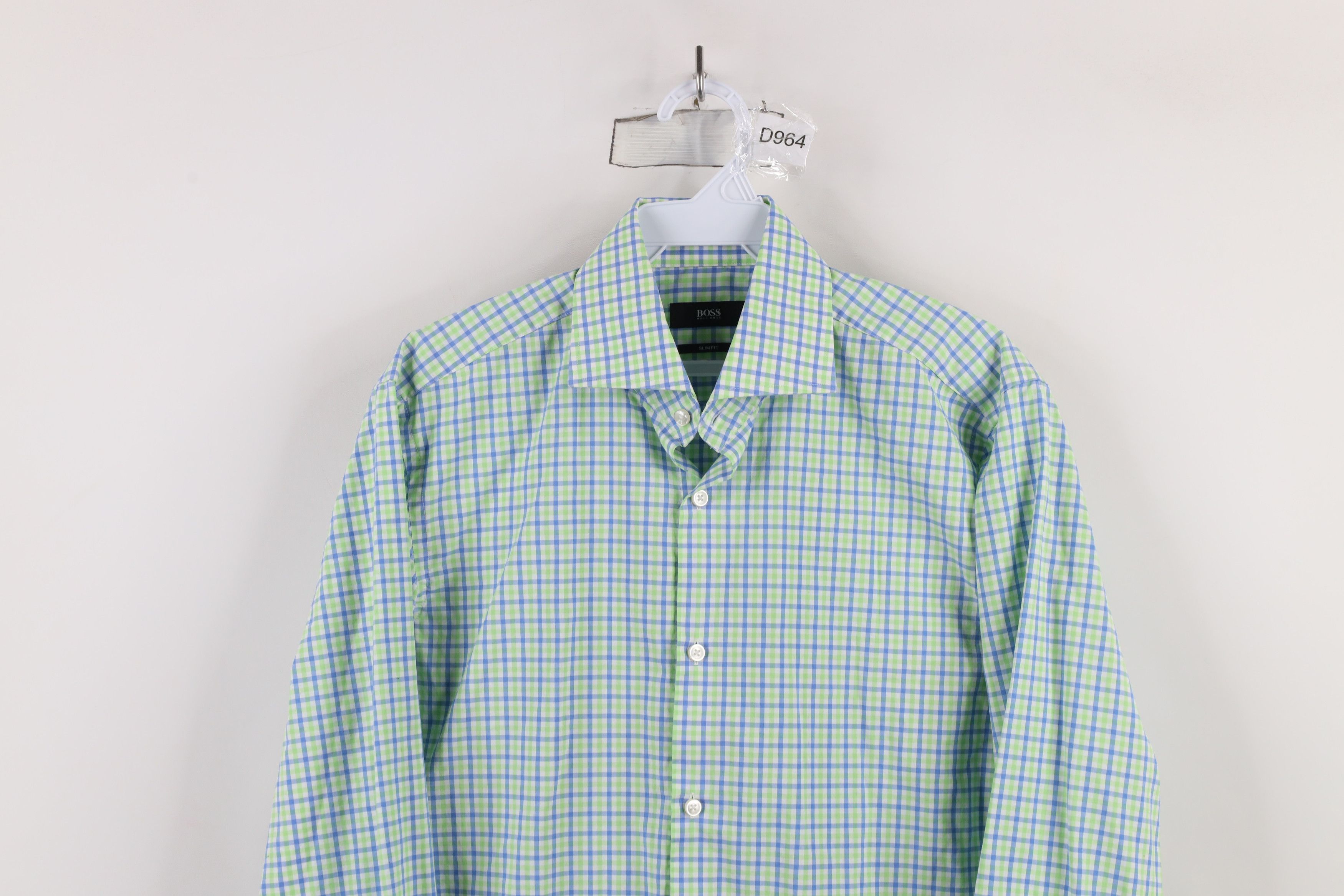 Hugo Boss × Vintage Hugo Boss Slim Fit Checkered Plaid Collared Button Shirt Size US S / EU 44-46 / 1 - 2 Thumbnail