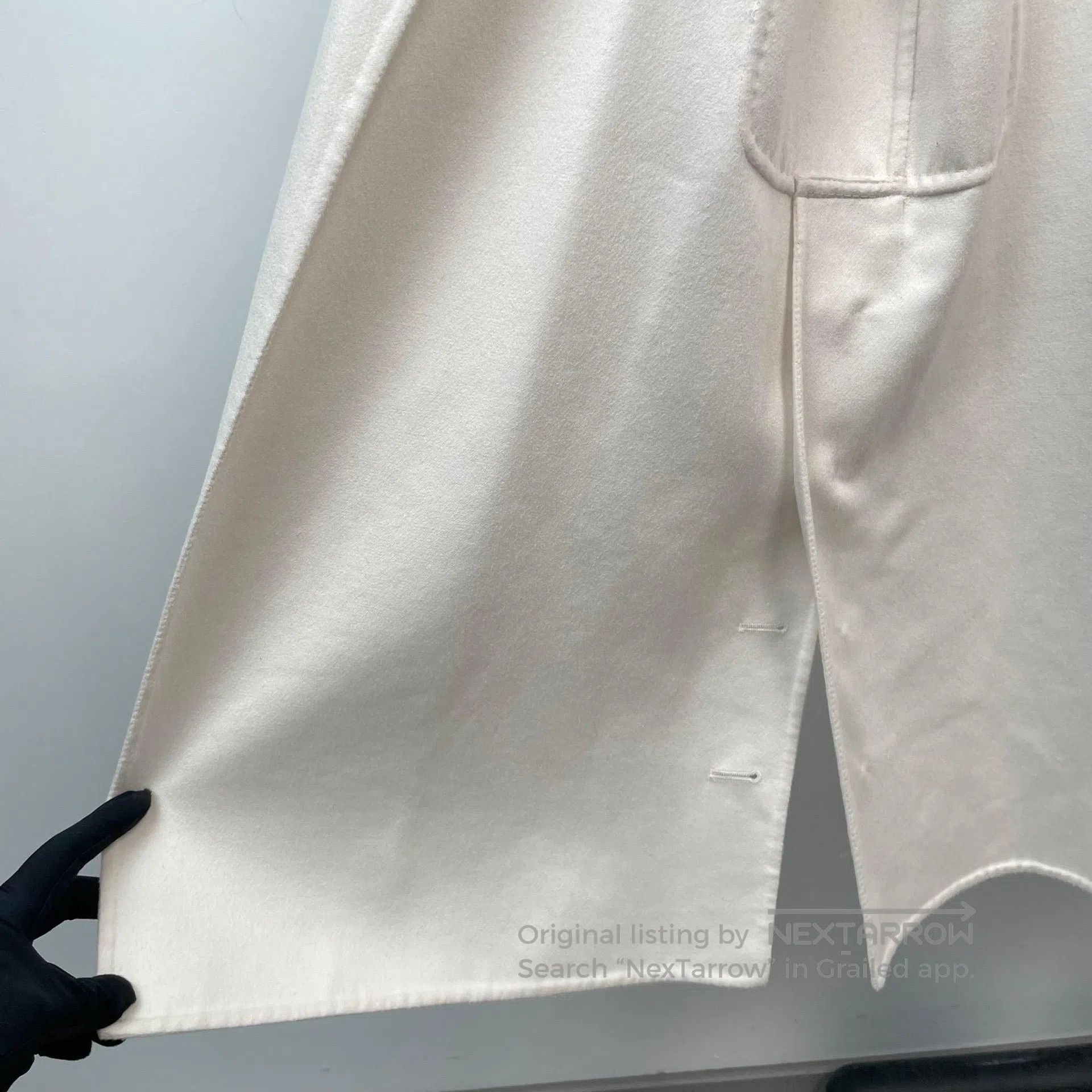 Max Mara Max Mara White Cashmere Wool Tweed Hem Button Long Coat Ja Size 4XL / US 24-26 - 4 Thumbnail