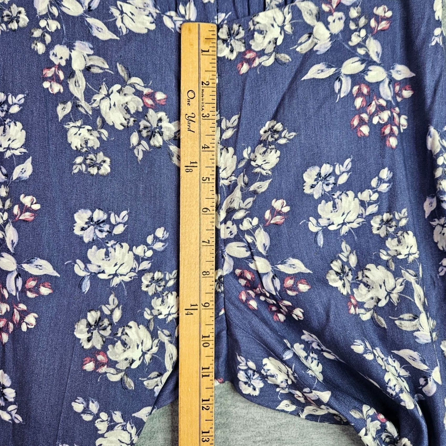 J. Jill J.Jill Linen Stretch Pants Women S Blue Floral Pull On Ankle Casual Pants Size 28" / US 6 / IT 42 - 5 Thumbnail
