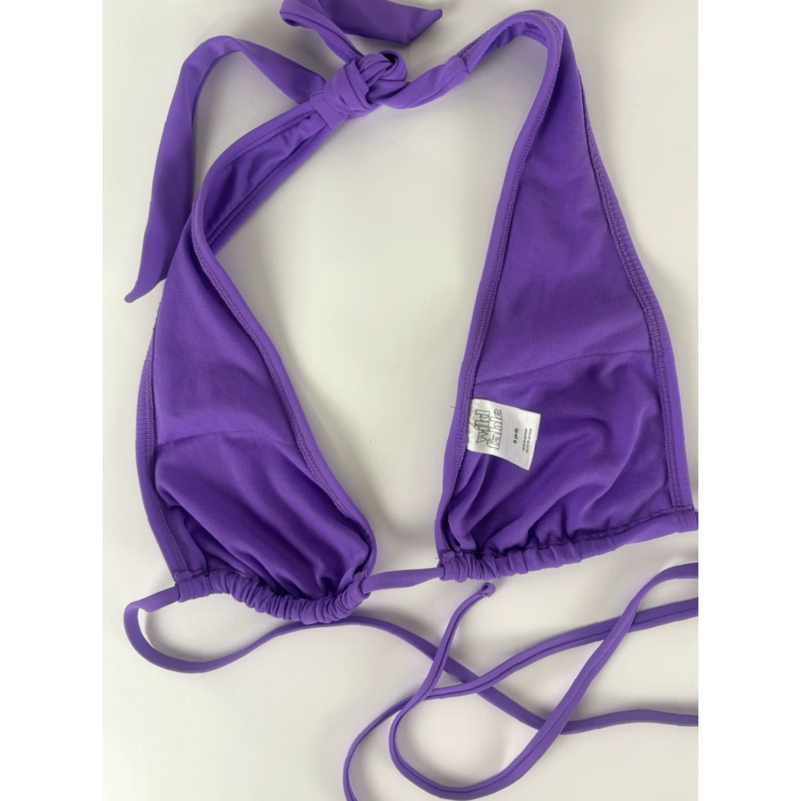 Vintage VINTAGE not applicable; just rearrange: Wild Fable Bikini Top Womens Size S Purple Halter Triangle String Solid Swim Top Size S / US 4 / IT 40 - 2 Thumbnail