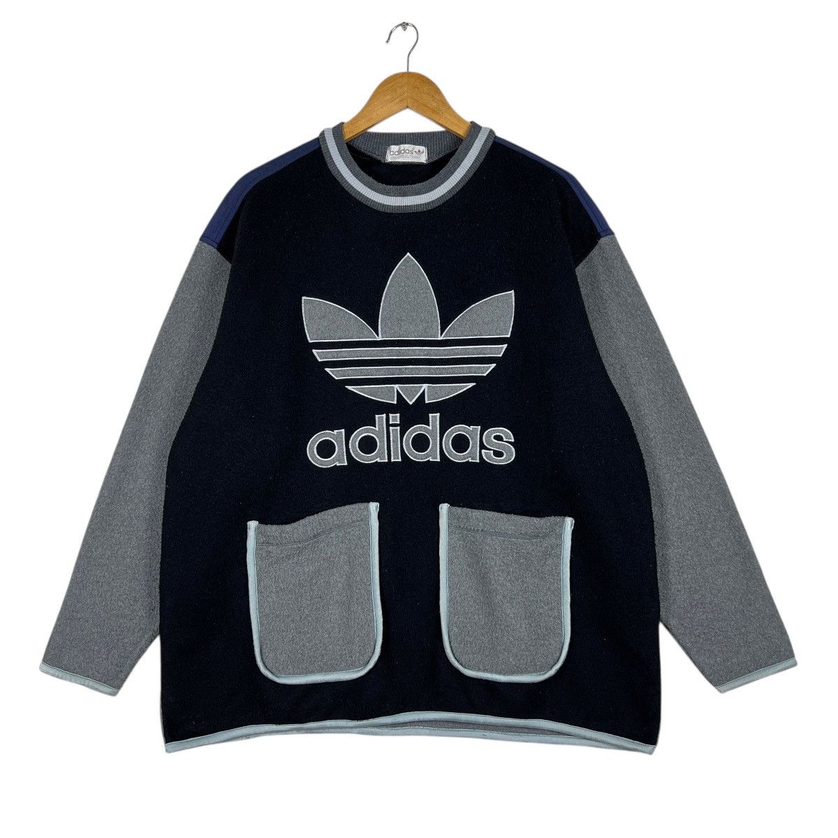 Adidas 🔥 90s Vintage Adidas Big Logo Fleece Jumper Pocket Size US M / EU 48-50 / 2 - 3 Thumbnail