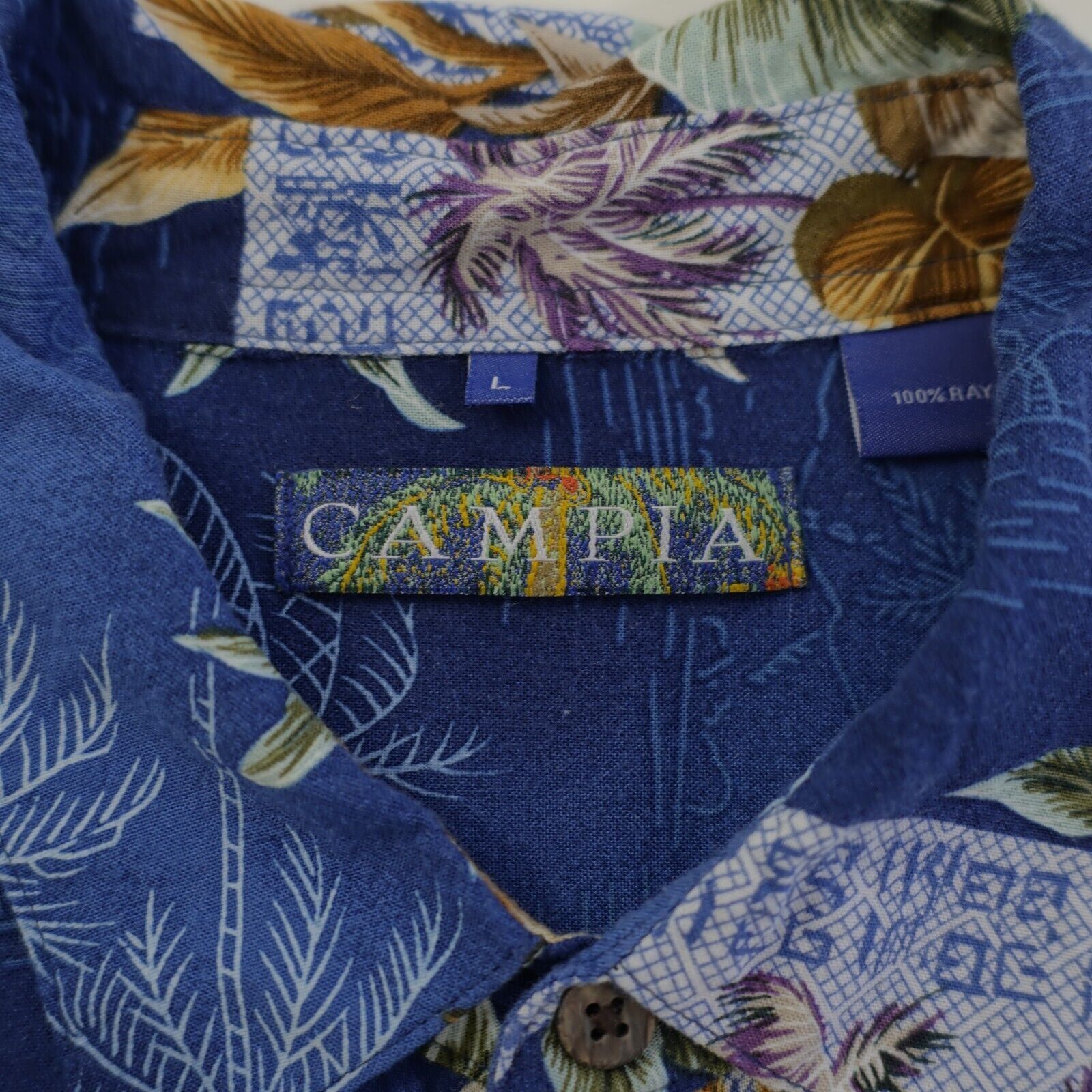 Campia Moda Campia Large Rayon Blue Floral Short Sleeve Hawaiian Collare Size US L / EU 52-54 / 3 - 8 Thumbnail