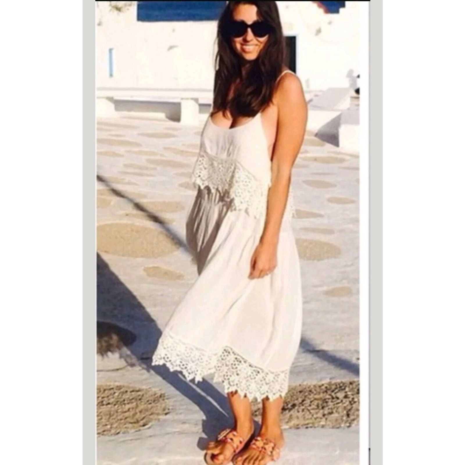 Free People New Free People Intimately Star Crochet Crepe Slip Dress Size XS / US 0-2 / IT 36-38 - 1 Thumbnail