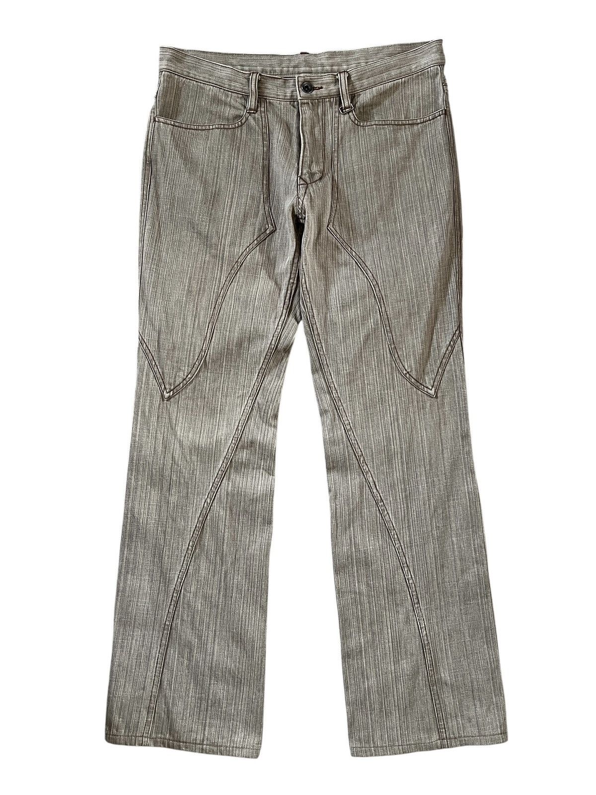 Nicole Club 2000s Nicole Club For Men Paneled Asymmetric Flare Jeans Size US 33 - 3 Thumbnail