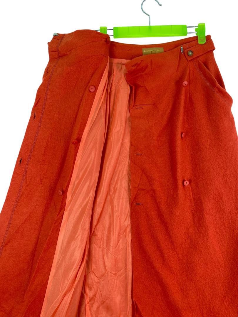 Lancel × Vintage Vtg 90s LANCEL retro wool midi skirt Size 26" / US 2 / IT 38 - 2 Thumbnail