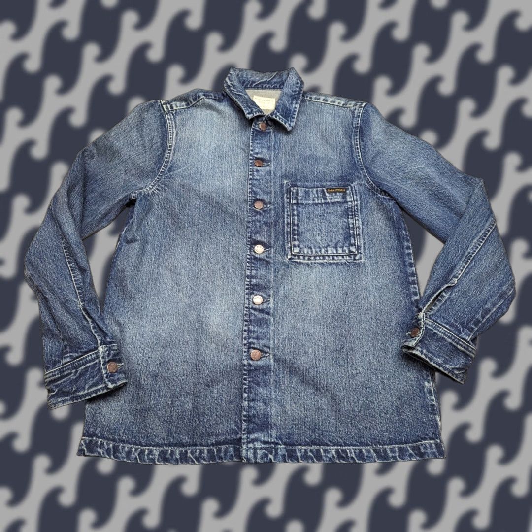 Nudie Jeans Nudie Jeans Sten Unisex Denim Jacket Medium Blue Pocket Collared Button Jacket Biker Style Shrt? Size US 31 - 1 Thumbnail