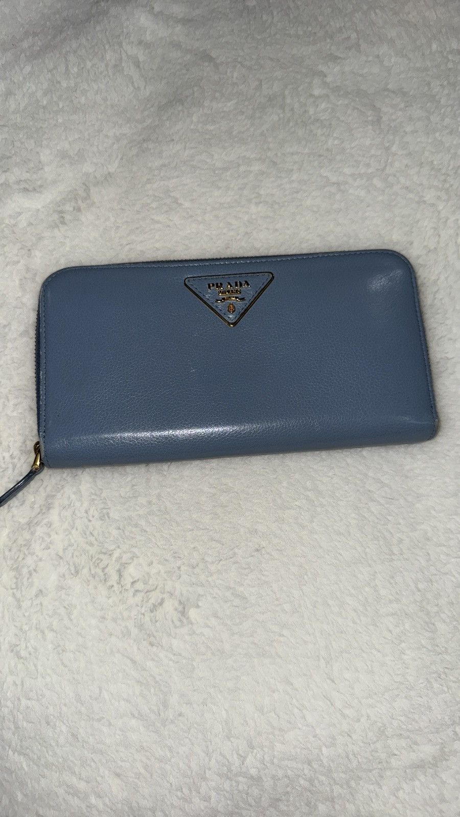 Prada light blue zippy wallet Womenswear
