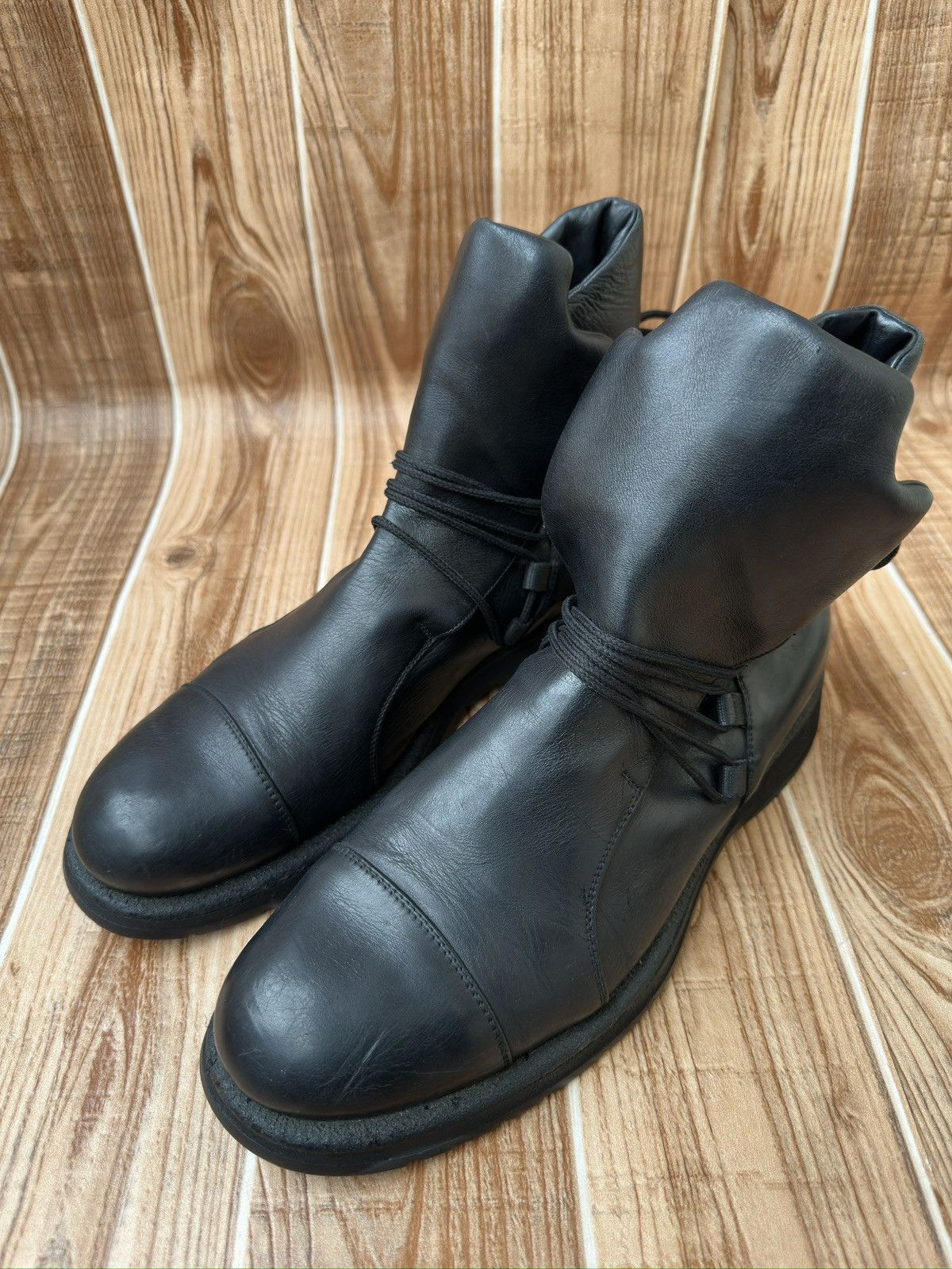 Emporio Armani Empirio Armani Leather Biker Lace Up Boots Like Rick Owens Size US 10 / EU 43 - 2 Thumbnail