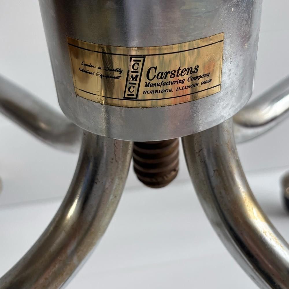 Designer Vintage 1961 Green Rolling Chrome Adjustable Stool Chair Size ONE SIZE - 3 Thumbnail