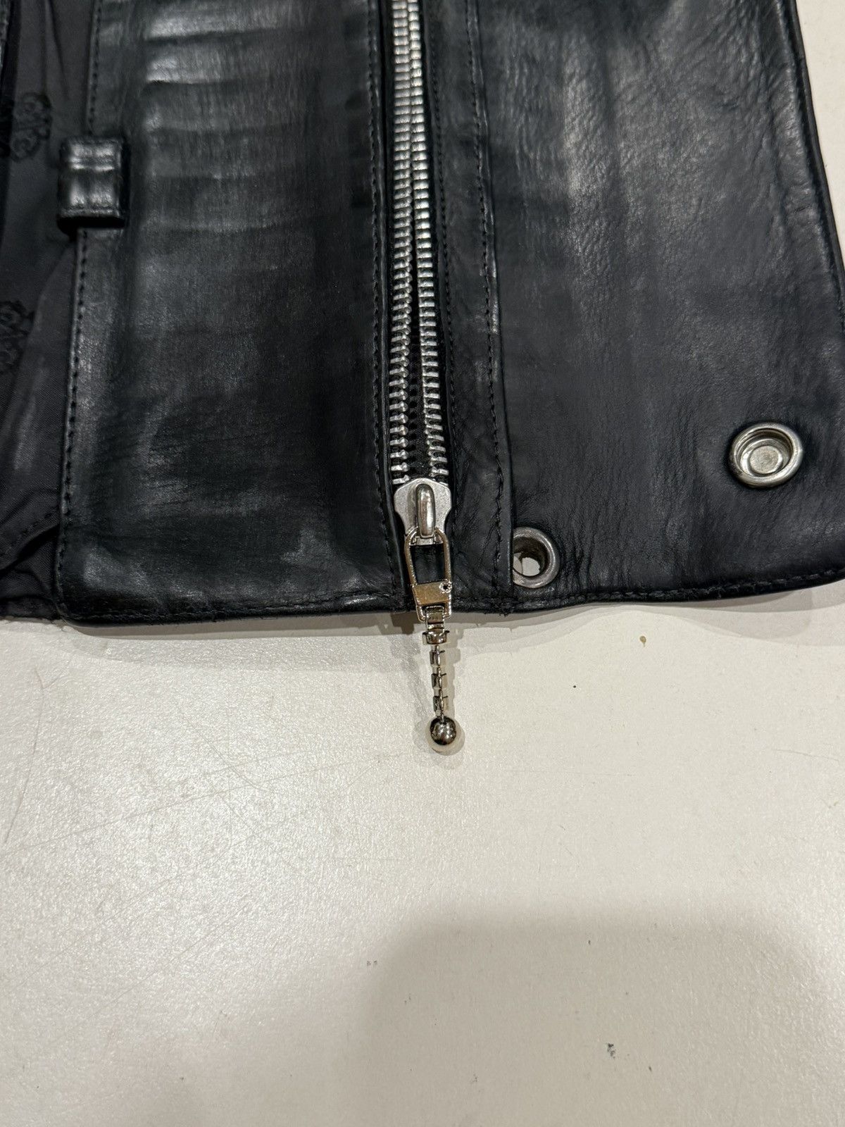 Chrome Hearts Chrome Hearts Black Leather Wave Wallet Silver Cross Balls Size ONE SIZE - 12 Thumbnail
