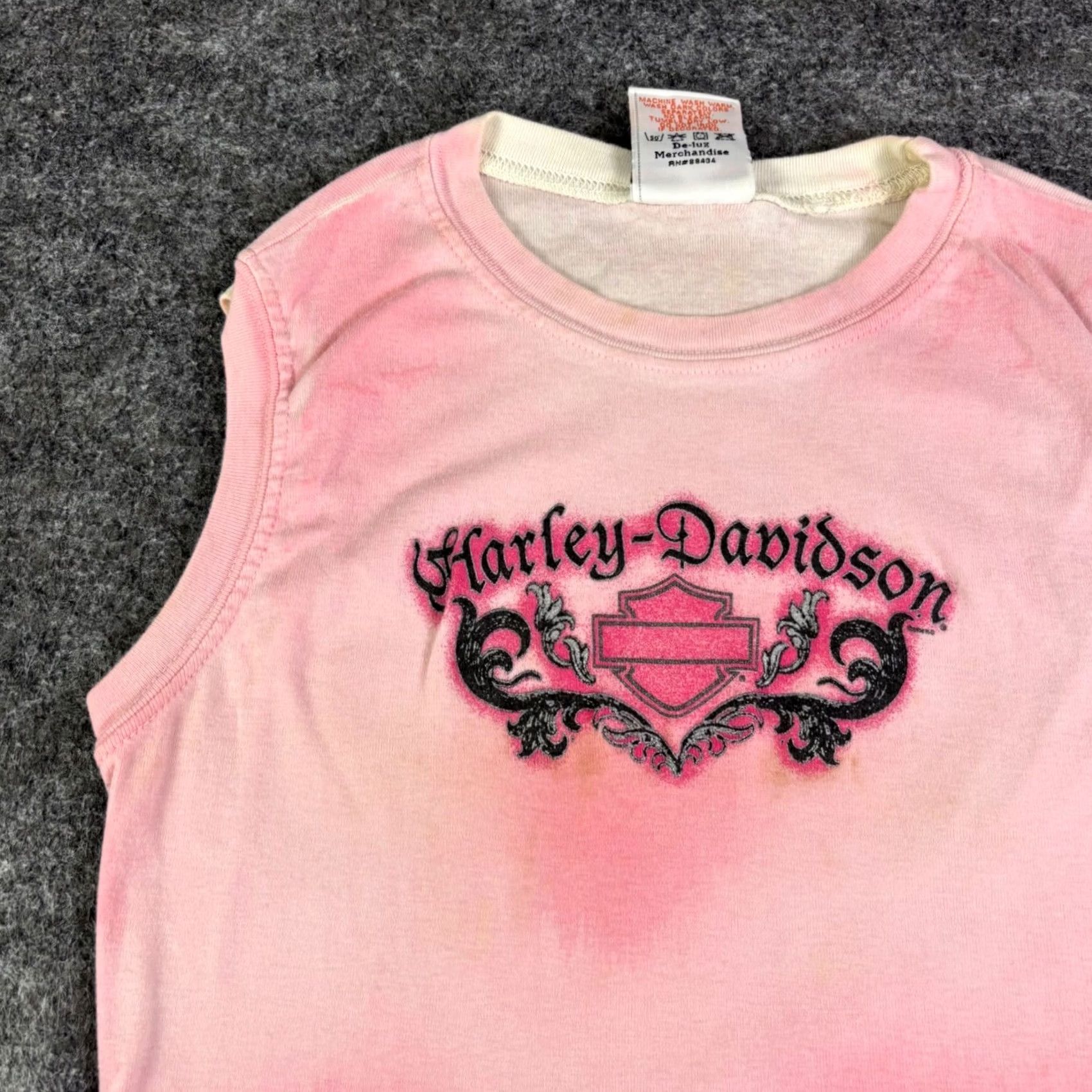 Harley Davidson VINTAGE Harley-Davidson Pink Tie Dye Sleeveless Muscle Tee Shirt Small Womens Size S / US 4 / IT 40 - 6 Thumbnail