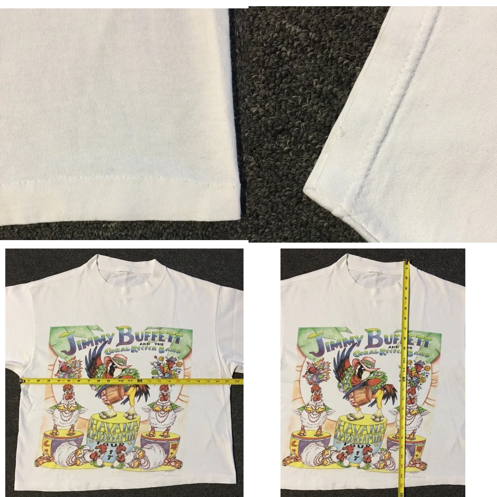 Vintage VINTAGE Jimmy Buffett Havana Daydreamin’ Faded Cropped Shirt S Surf Rock Band Crew Neck Short Sleeve White 90s Tour Retro Beach Size US S / EU 44-46 / 1 - 8 Thumbnail
