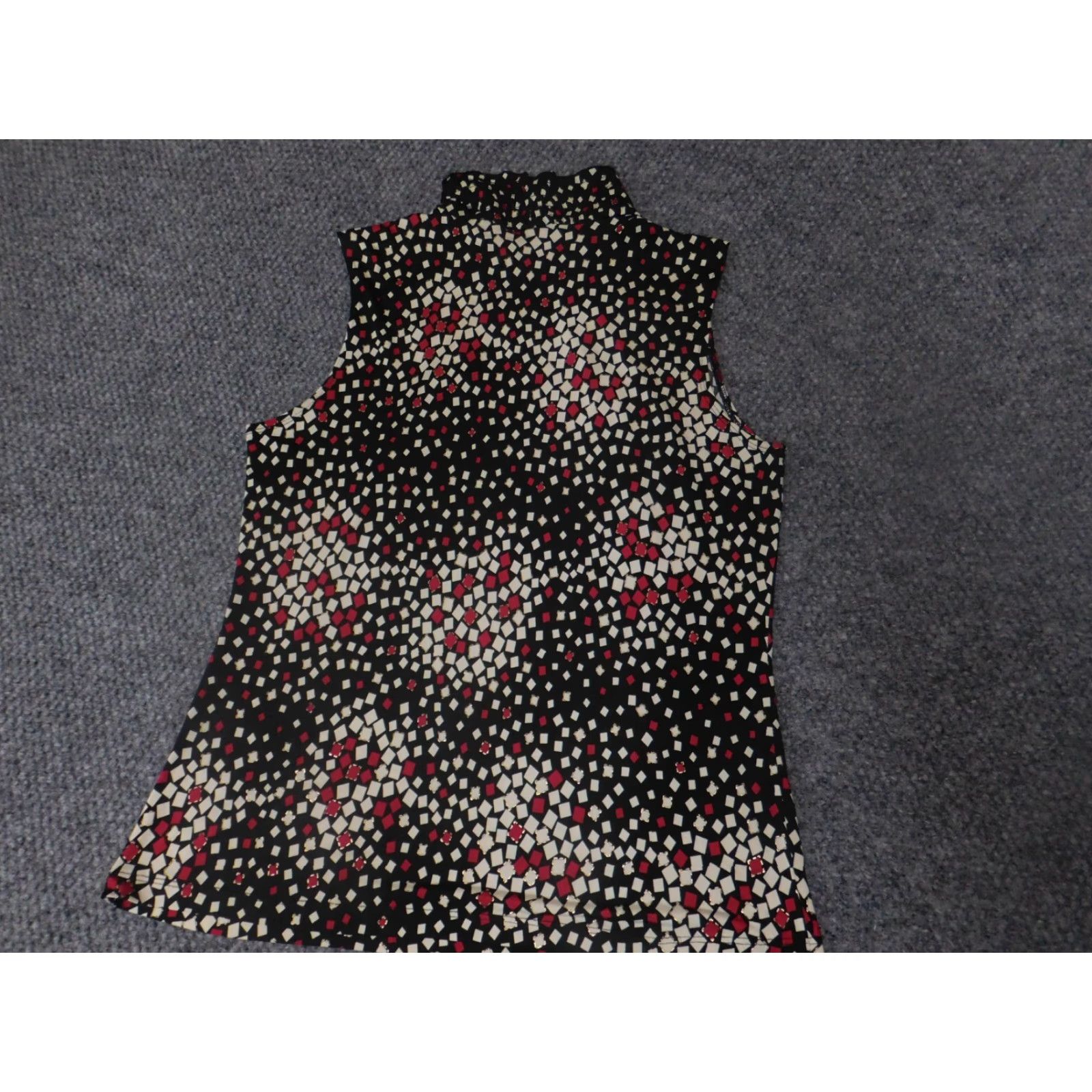 Vintage Serenade Blouse Shirt Womens Medium black Geometric Polyester Stretch Bell Sleeve Ruffle Collared Pullover Casual Regular Size M / US 6-8 / IT 42-44 - 7 Thumbnail