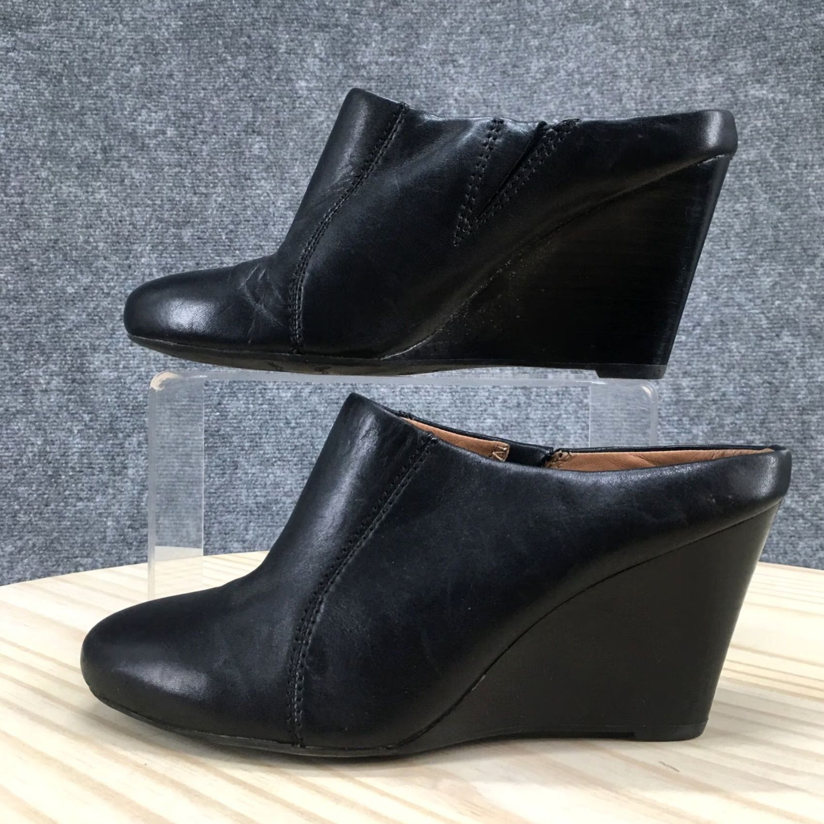Clarks Clarks Artisan Sandal Womens 6.5M Santee Charm Slip On Wedge Mule Black Leather Size US 7 / IT 37 - 2 Thumbnail