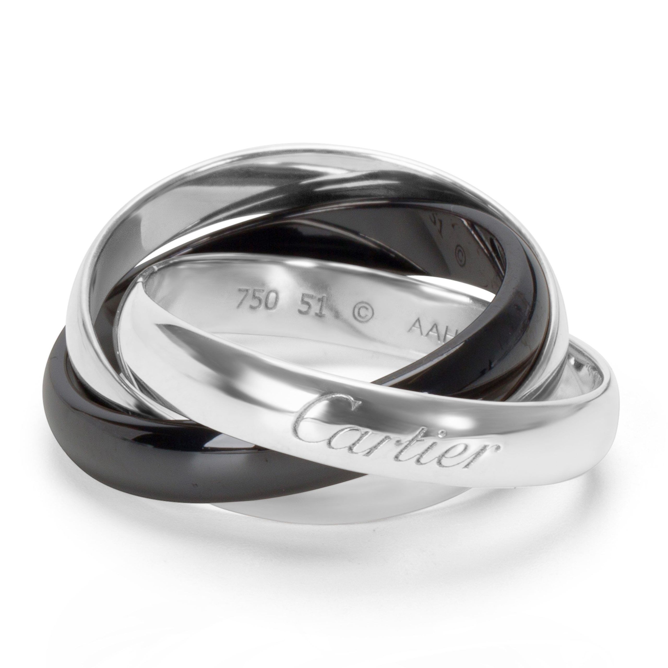 image of Cartier Trinity Ring In 18K White Gold & Ceramic, Women's