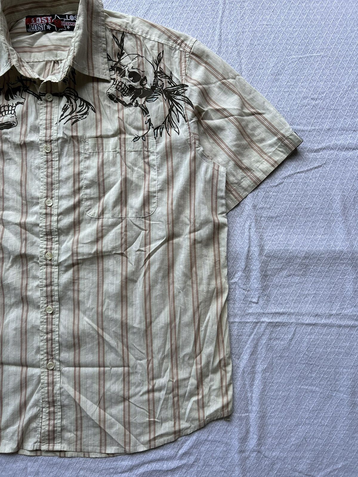 If Six Was Nine 💸BINDINGOFFER💸Japanese Skull Stripe Lost Enterprieses Shirt Size US L / EU 52-54 / 3 - 3 Thumbnail