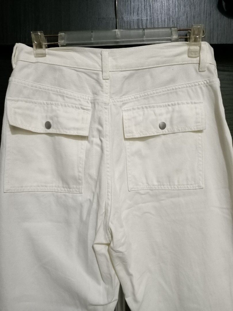 GU GU Jeans White Bush Pants Flare Workwear Japan Size US 32 / EU 48 - 5 Thumbnail