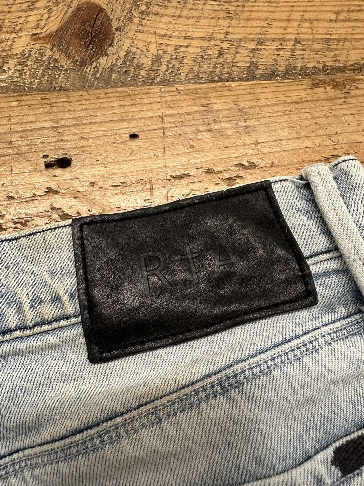 Rta Rta Rest In Peace Patch Washed Blue Denim Jeans Size 33 Size US 33 - 5 Thumbnail